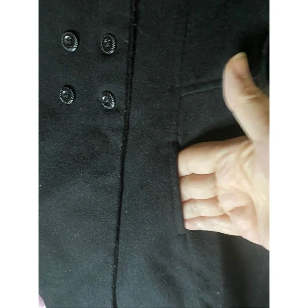 Gymboree baby girl, black wool blend pea coat size 12/18 months ￼
